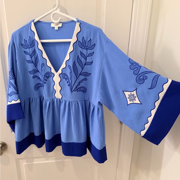 Blue Embroidered Blouse - Picture 2 of 3